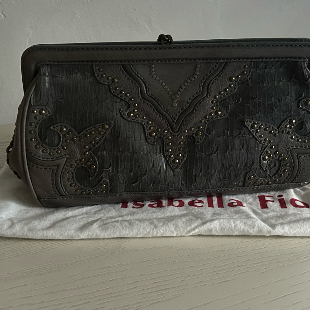Isabella Fiore Dark Gray Embellished Clutch